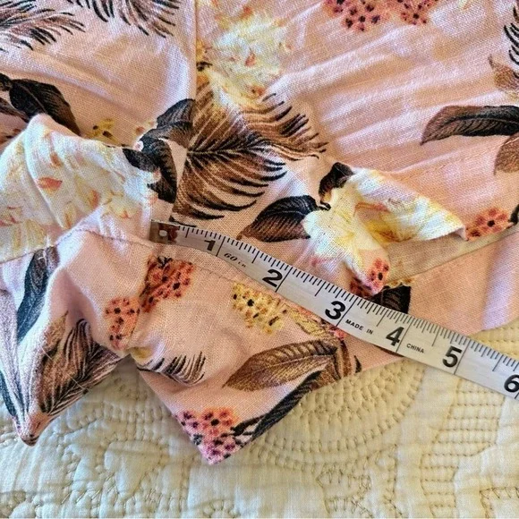 Hawaiian print elastic stretch linen shorts with side pockets and drawstring XL - Picture 7 of 7